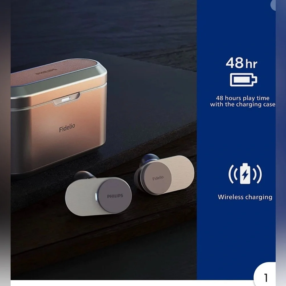 Philips Fidelio T1 Silver and White True Wireless Earbuds
